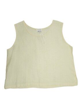 What's Up Linen Tank Top Shirt Womens L Ivory Sleeveless Blouse VTG Minimalist